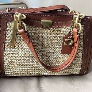 Coach Woven Brown and Tan Satchel